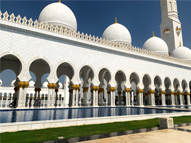 Sheikh Zayed Grand Mosque exterior in daytime