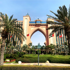 Atlantis Dubai with two palm trees and the center of Atlantis Palm Jumeirah during the Dubai City Tour: Palm Jumeirah, Blue Mosque & Souks